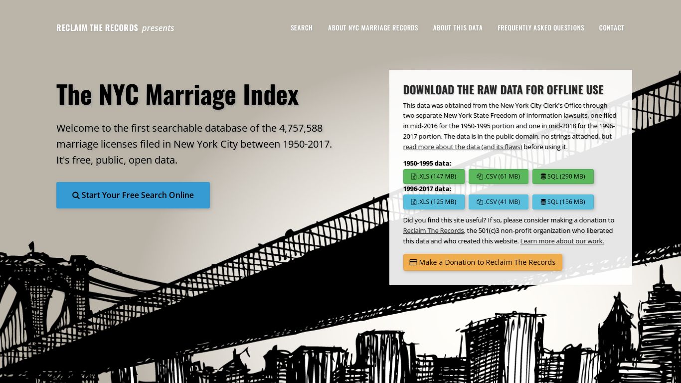 The New York City Marriage Index, 1950-2017 - presented by Reclaim The ...